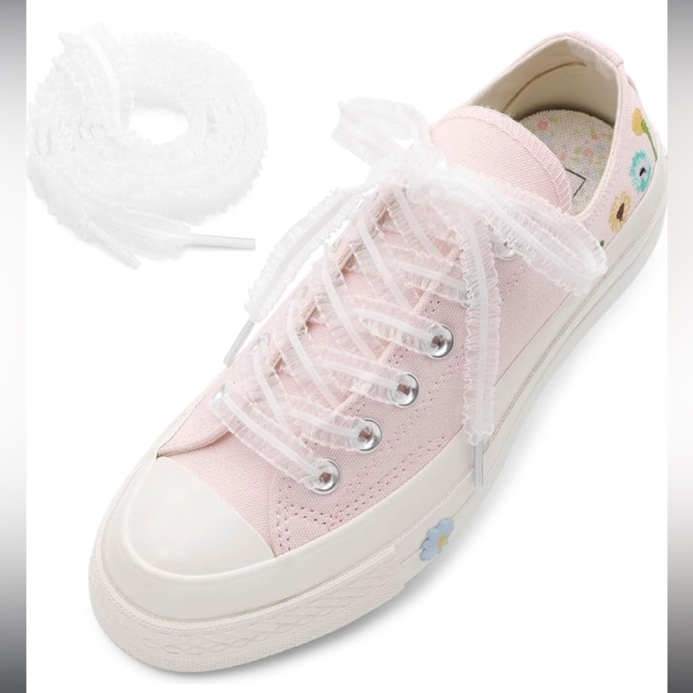 NEW White Elastic Sheer Flat Tulle Shoe Laces 39” Long Decorative Stylish